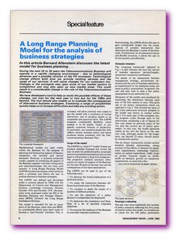 Click to enlarge Image - Summary of the  Dynamic BT Strategic Planning  Model  - developed from 1976 to 1978, and Operational for decision support almost 10 years until 1987