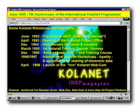 Click to View KolaNet 7th Anniversary Presentation - June 1999