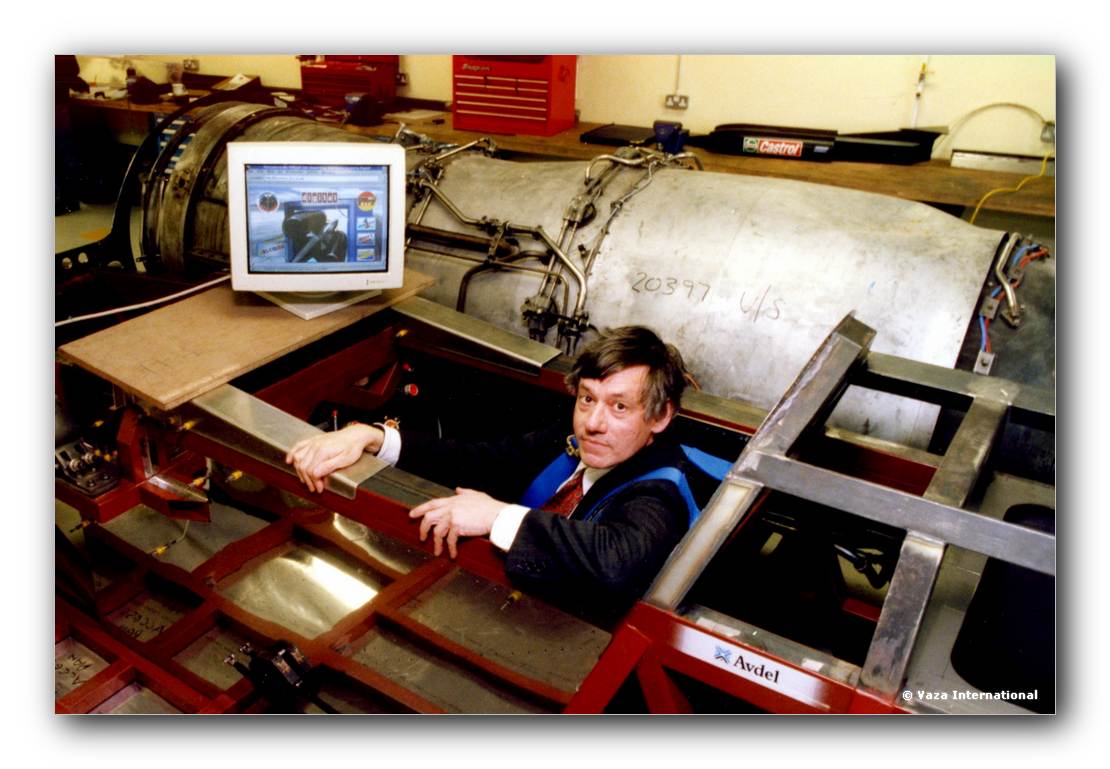 Dr David E Probert (now Vaza International) - Testing the Cockpit Design during the original assembly at the G-Force Works in Fontwell. Sussex - 12th April 1995