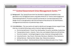 Right Click to Download White Paper on Central Government Crisis Management Centre